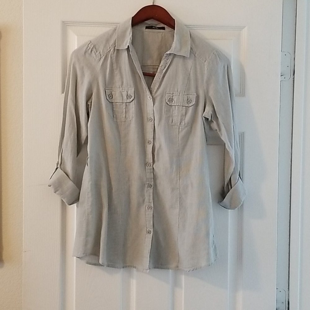 Gray striped button down shirt